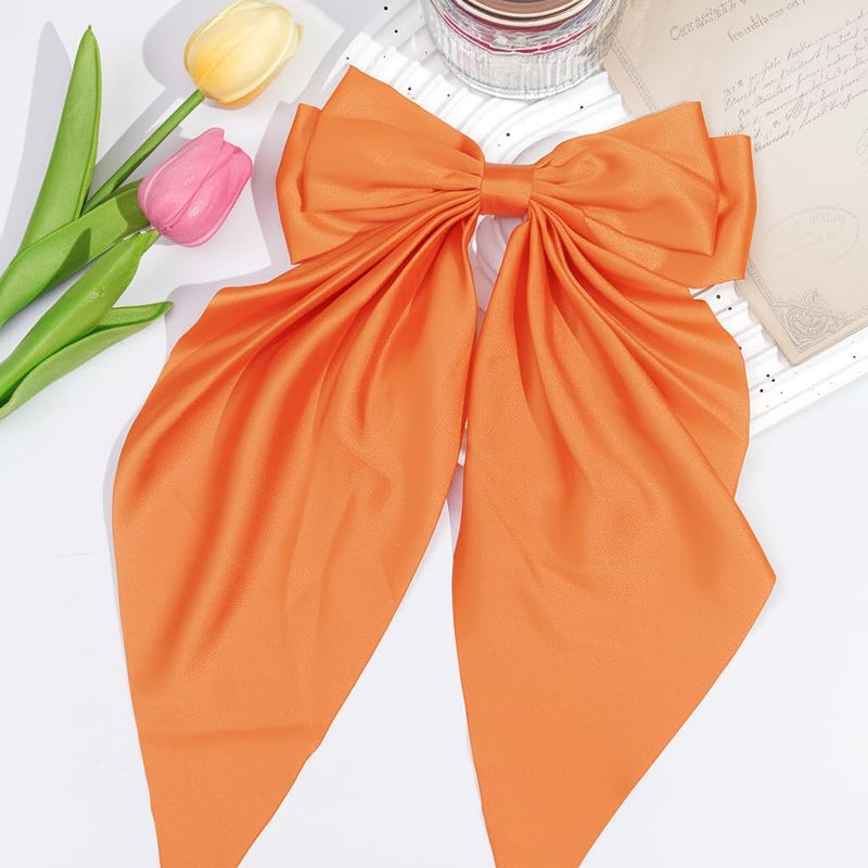 Ayesha Orange Hair Bows for Women,Big Satin Hair Bows Clips Orange Hair Accessories for Thanksgiving Women Girls - Image 3